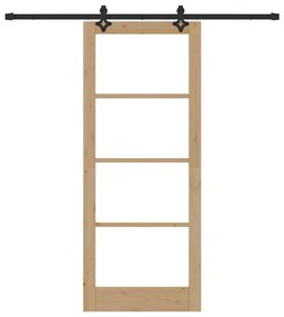 vidaXL Συρόμενη Πόρτα ORKDAL Καφέ 86 x 211 cm Ξύλο και μέταλλο