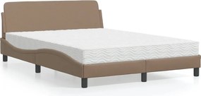 vidaXL Κρεβάτι με Στρώμα Dover Καπουτσίνο 140x190εκ.από Συνθ.Δέρμα
