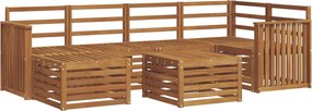 vidaXL Σαλονάκι Γωνιακού Καναπέ 7 pcs Φυσικό Στερεό Ξύλο Ακακίας
