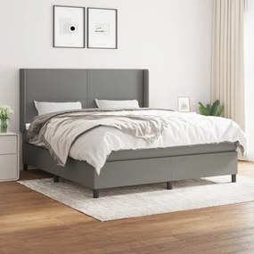 Κρεβάτι Boxspring με Στρώμα Σκούρο Γκρι 180x200 εκ Υφασμάτιν - Γκρι