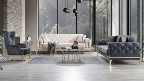 Stewehome Καναπές σετ 3+3+1 Mars με πολυθρόνα κρεμ /ανθρακί 220x90x80 cm