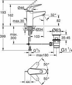 Μονή λαβή βρύση Grohe Μέταλλο