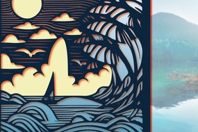 Σετ των 2 Intra απο ξύλο plywood 3mm-4mm πάχος 3D Layer Summer Sea Wall Art Δίασταση 40x40 cm INTRAFABR-96186957