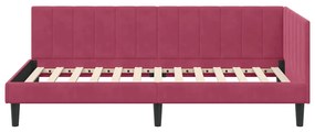 vidaXL Κρεβάτι Γωνίας με κεφαλάρι Μπορντό 100 x 200 cm Βελούδο