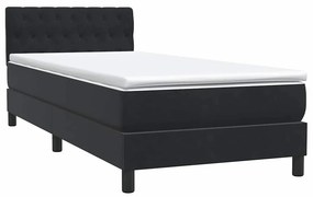 vidaXL Κρεβάτι Boxspring με Στρώμα &amp; LED Μαύρο 90x210 εκ. Βελούδινο