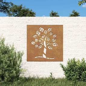 Διακοσμητικό Κήπου Επιτοίχιο Σχ. Δέντρο 55x55 εκ. Ατσάλι Corten - Καφέ
