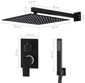vidaXL Σύστημα Ντους Μαύρο από Ανοξείδωτο Ατσάλι 201