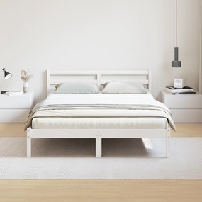 vidaXL Κρεβάτι με Κεφαλάρι Λευκό 140x220 εκ. Μασίφ Ξύλο Πεύκου