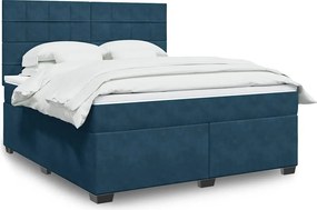 vidaXL Κρεβάτι Boxspring με Στρώμα Μπλε 180x200 εκ. Βελούδινο