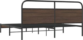 vidaXL Σκελετός Κρεβ. Χωρίς Στρώμα Καφέ Δρυς 180x200 εκ. Μεταλλικό