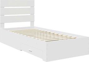 vidaXL Σκελετός Κρεβατιού Λευκό 90 x 190 cm Επεξεργασμένο Ξύλο