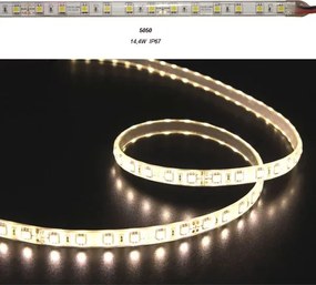 Led ταινία 5m αδιάβροχη 24VDC 14,4W/m θερμό λευκό φως IP67 στεγανή 60LED5050/m