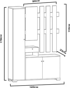 Σετ από Συνθετικό ξύλο Λευκό 120x33x178 cm