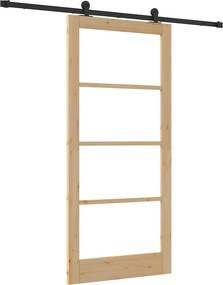 vidaXL Συρόμενη Πόρτα ORKDAL Φυσικό και Μαύρο 93 x 202 cm