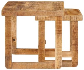 vidaXL Τραπέζια άκρης 2 pcs Καφέ Μασίφ ξύλο μάνγκο