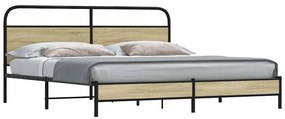 vidaXL Σκελετός Κρεβ. Χωρίς Στρώμα Sonoma Δρυς 180x200 εκ. Μεταλλικό