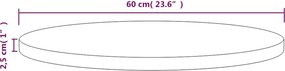 vidaXL Επιφάνεια Τραπεζιού Λευκή Ø60x2,5 εκ. από Μασίφ Ξύλο Πεύκου