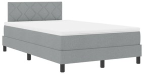 vidaXL Box Spring Bed με Στρώμα & LED Ανοιχτό Γκρι 120x200 εκ. Ύφασμα