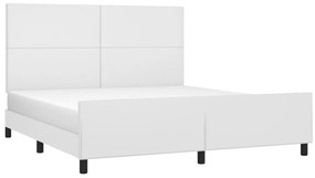 Πλαίσιο Κρεβατιού με Κεφαλάρι Λευκό 180x200 εκ. Συνθετικό Δέρμα - Λευκό
