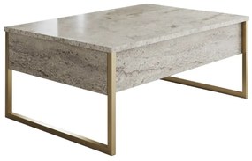 Τραπεζάκι σαλονιού Luxe  χρώμα travertine - χρυσό 90x60x40εκ.