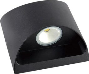 Led απλίκα επίτοιχη μαύρη Up-Down Οβάλ 2x3W 3000k θερμό φως 650lm δέσμης 95° στεγανή IP54