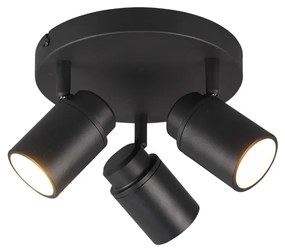 Σποτ IP44 Τρίφωτο Ροζέτα Μαύρο Ματ 20xH15cm 3xGU10 Trio Lighting Angelo 880430332