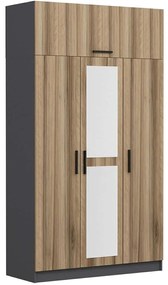 Ντουλάπα Τρίφυλλη Με Πατάρι Minar 506MNR2410 135x52x255cm Anthracite-Oak Τρίφυλλη