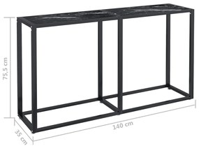 vidaXL Τραπέζι Κονσόλα Μαύρο Όψη Μαρμάρου 140x35x75,5 εκ. Ψημένο Γυαλί