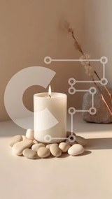 Intra Συλλεκτικό Ξύλινο Παζλ Plywood  4mm - Λευκό κερί με βότσαλα σε μινιμαλιστικό λευκό φόντο Σε Ξύλινο Κουτί - Διαστάσεις Puzzle: 10x10 cm – 25 κομμάτια