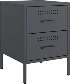 vidaXL Κομοδίνα 2 τεμ. Ανθρακί 36x39x50,5 εκ. από Χάλυβα