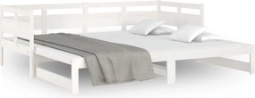 vidaXL Καναπές Κρεβάτι Συρόμενος Λευκός 2x(90x200) εκ. από Μασίφ Πεύκο