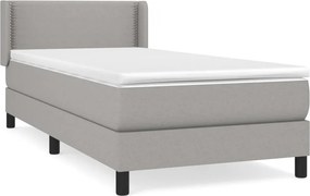 vidaXL Κρεβάτι Boxspring με Στρώμα Ανοιχτό Γκρι 90x190 εκ. Υφασμάτινο