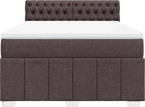vidaXL Κρεβάτι Boxspring με Στρώμα Σκούρο Καφέ 140x190 εκ. Υφασμάτινο