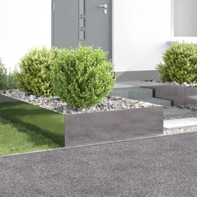 vidaXL Περίγραμμα γκαζόν 4 τμχ. 100 x 100 x 35 cm Ατσάλι Ασημί