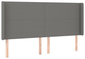 Κεφαλάρι Κρεβατιού LED Σκούρο Γκρι 163x16x118/128εκ. Υφασμάτινο - Γκρι