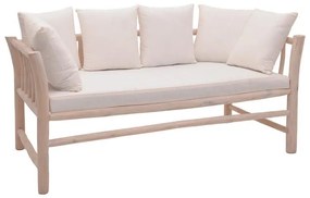 Καναπές διθέσιος Dranjere teak ξύλο σε φυσική απόχρωση με μπεζ ύφασμα 162x80x71εκ 167x80x71 εκ.