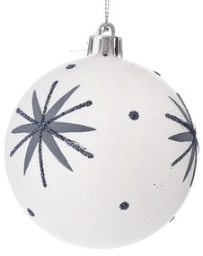 Χριστουγεννιάτικη Μπάλα Πλαστική Λευκή Με Σχέδια 8εκ. iliadis 81758