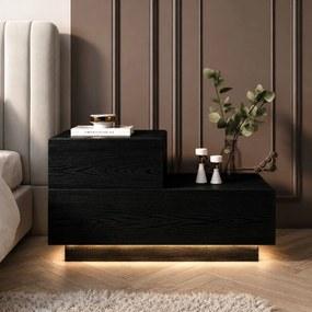 Κομοδίνο Μαύρο Ξύλο FETEL 70x38.3x35
