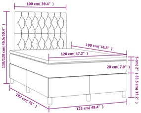 ΚΡΕΒΑΤΙ BOXSPRING ΜΕ ΣΤΡΩΜΑ &amp; LED ΜΠΛΕ 120X190ΕΚ. ΥΦΑΣΜΑΤΙΝΟ 3270273