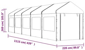 vidaXL Κιόσκι με Τέντα Λευκό 11,15 x 2,28 x 2,69 μ. από Πολυαιθυλένιο