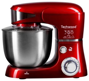 Κουζινομηχανή Techwood TRO-1055, 1000W, 5 lt, 6 ταχύτητες, 3 εξαρτήματα ανάδευσης, Κόκκινο/Inox
