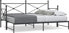 vidaXL Κρεβάτι ημέρας με καρότσα χωρίς στρώμα Μαύρο 75x190 cm Ατσάλι