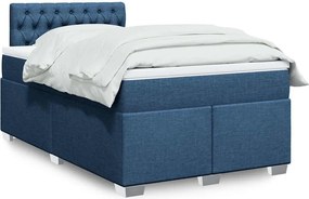vidaXL Κρεβάτι Boxspring με Στρώμα Μπλε 120x190 εκ. Υφασμάτινο