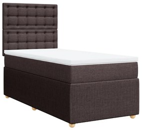 vidaXL Κρεβάτι Boxspring με Στρώμα Σκούρο Καφέ 80x200 εκ. Υφασμάτινο