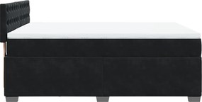 vidaXL Κρεβάτι Boxspring με Στρώμα Μαύρο 140x190 εκ. Βελούδινο
