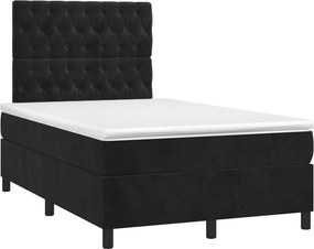 vidaXL Κρεβάτι Boxspring με Στρώμα Μαύρο 120 x 200 εκ. Βελούδινο