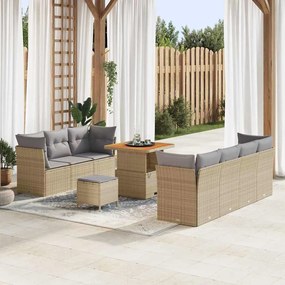 vidaXL Σετ Καναπέ Κήπου 10 pcs μπεζ και ανοιχτό γκρι 80 x 80 x 71 cm