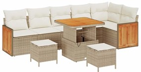 vidaXL Σετ Καναπέ Κήπου 9 pcs μπεζ και κρεμ 80 x 80 x 71 cm