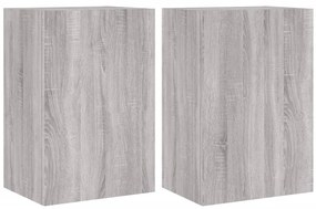 vidaXL Έπιπλα Τοίχου Τηλ. 2 τεμ. Γκρι Sonoma 40,5x30x60εκ Επ. Ξύλο