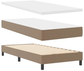 vidaXL Κρεβάτι Box Spring με Στρώμα σε Καπουτσίνο, 100 x 200 εκ, Ψεύτικο Δέρμα